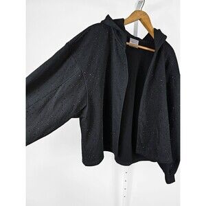 ORTTU Men's One Size Black Rhinestone Open Front Hoodie